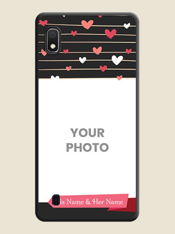 Custom Love Pattern with Name on Pink Ribbon  on Photo on Space Black Soft Matte Back Cover - Galaxy A10 - alternate view