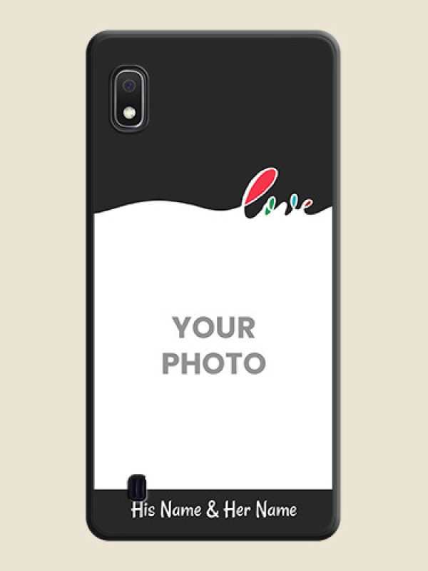 Custom Fall in Love Pattern with Picture on Photo on Space Black Soft Matte Mobile Case - Galaxy A10 - alternate view