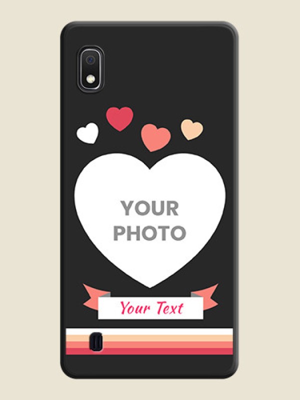 Custom Love Shaped Photo with Colorful Stripes on Personalised Space Black Soft Matte Cases - Galaxy A10 - alternate view