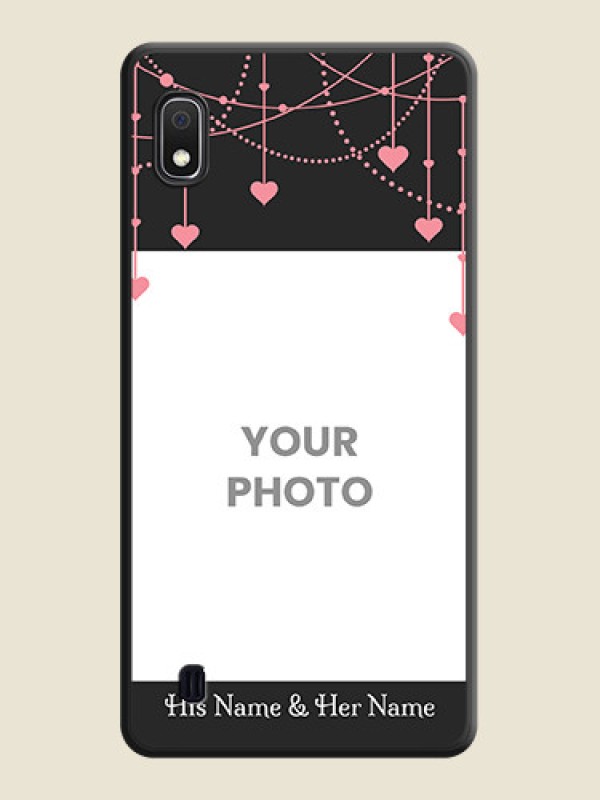 Custom Pink Love Hangings with Text on Space Black Custom Soft Matte Back Cover - Galaxy A10 - alternate view