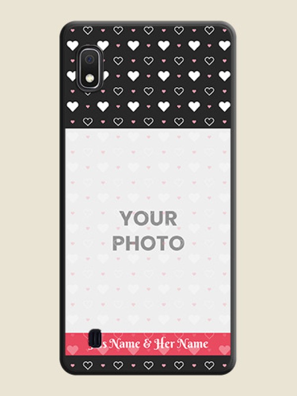 Custom White Color Love Symbols with Text Design on Photo on Space Black Soft Matte Phone Cover - Galaxy A10 - alternate view