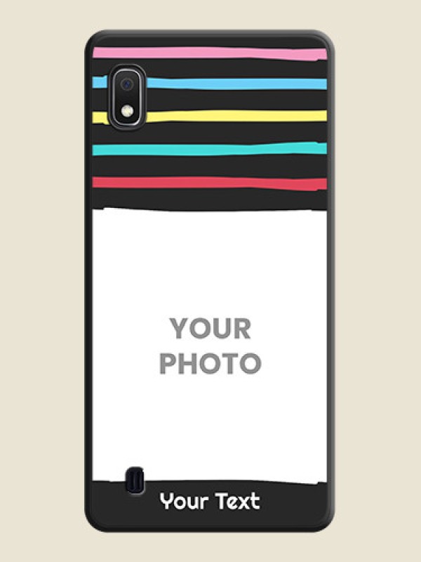 Custom Multicolor Lines with Image on Space Black Personalized Soft Matte Phone Covers - Galaxy A10 - alternate view