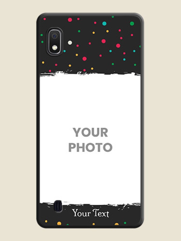 Custom Multicolor Dotted Pattern with Text on Space Black Custom Soft Matte Phone Back Cover - Galaxy A10 - alternate view
