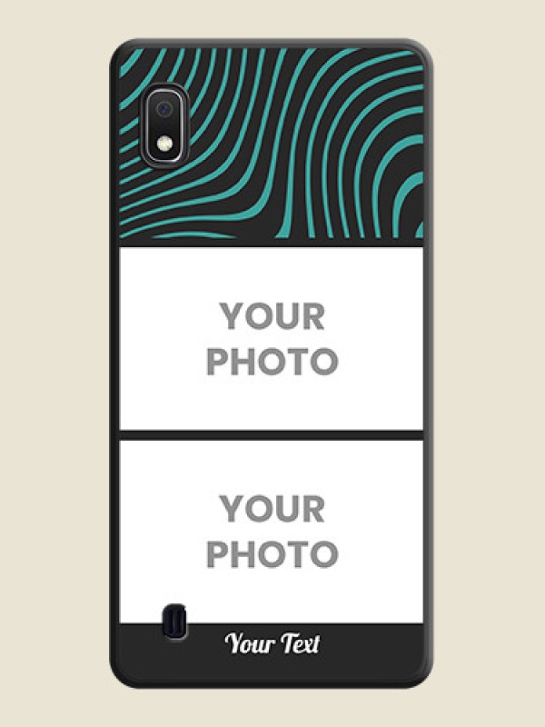 Custom Wave Pattern with 2 Image Holder on Space Black Personalized Soft Matte Phone Covers - Galaxy A10 - alternate view