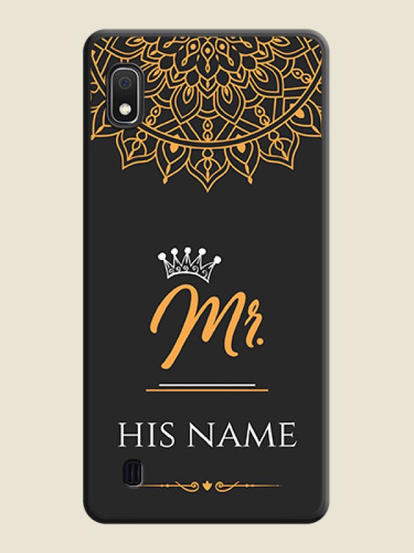 Custom Mr Name with Floral Design  on Personalised Space Black Soft Matte Cases - Galaxy A10 - alternate view