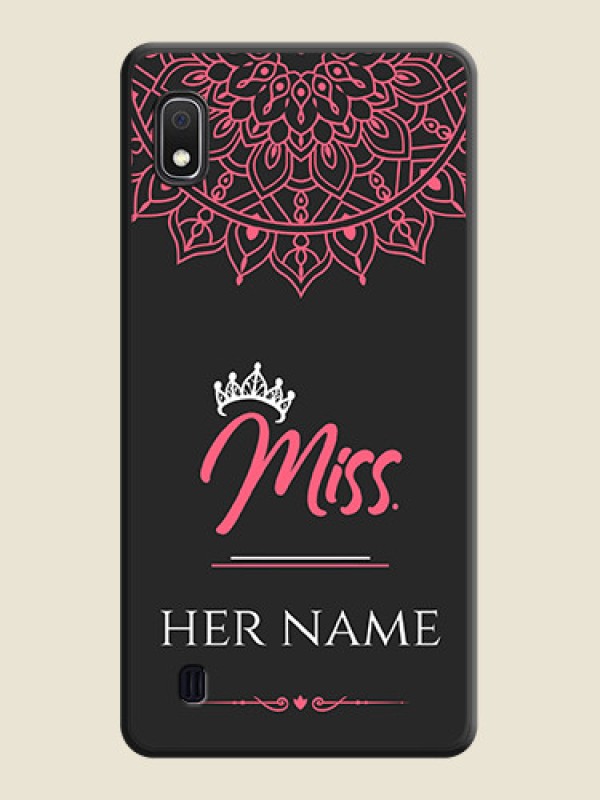 Custom Mrs Name with Floral Design on Space Black Personalized Soft Matte Phone Covers - Galaxy A10 - alternate view