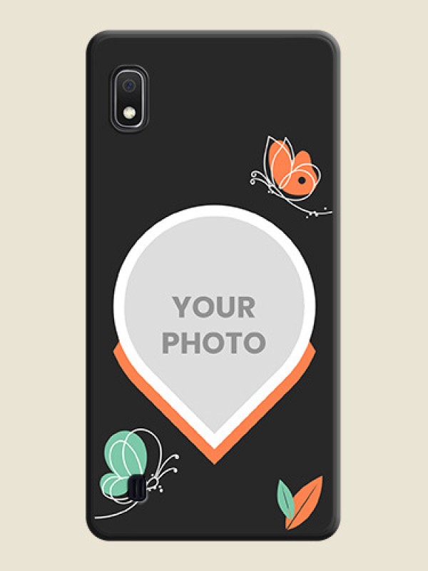 Custom Upload Pic With Simple Butterly Design On Space Black Personalized Soft Matte Phone Covers -Samsung Galaxy A10 - alternate view