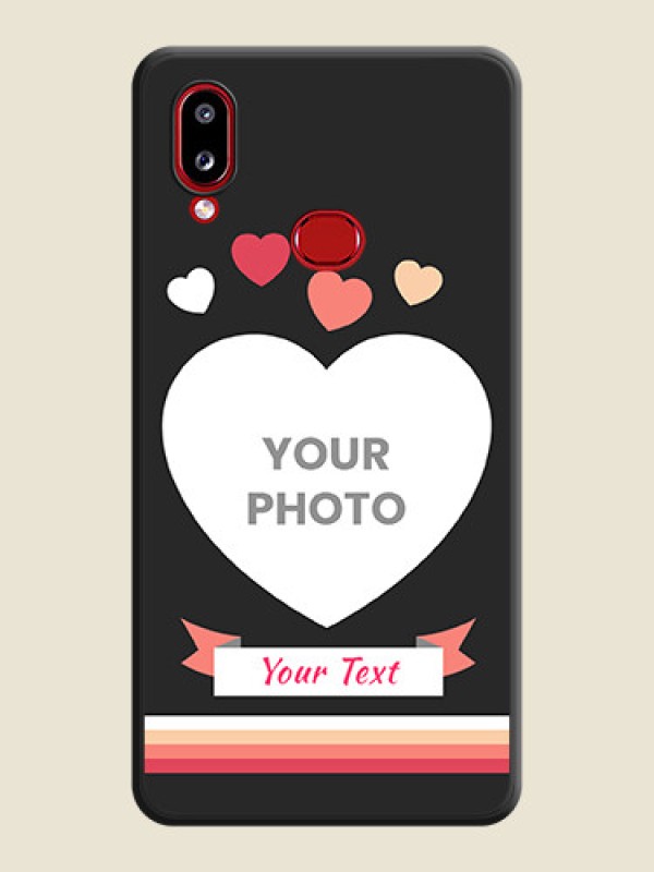 Custom Love Shaped Photo with Colorful Stripes on Personalised Space Black Soft Matte Cases - Galaxy A10s - alternate view
