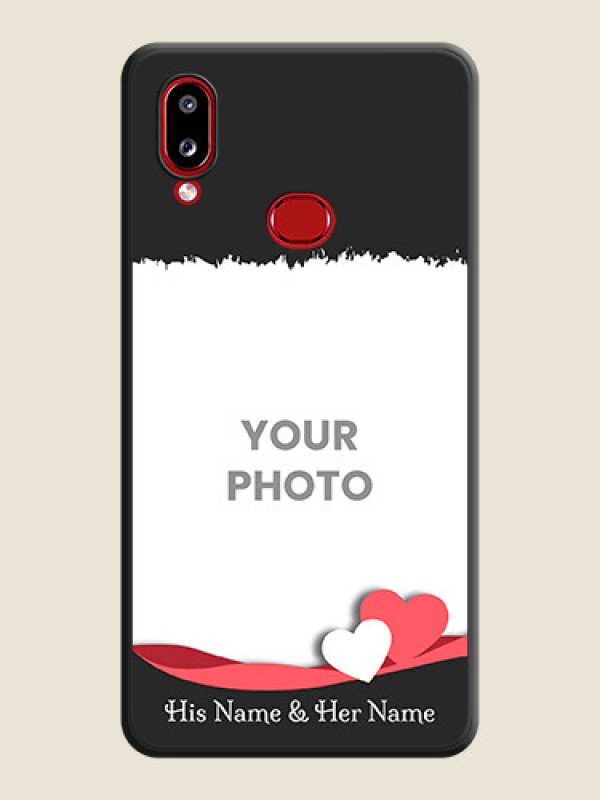 Custom Pin Color Love Shaped Ribbon Design with Text on Space Black Custom Soft Matte Phone Back Cover - Galaxy A10s - alternate view