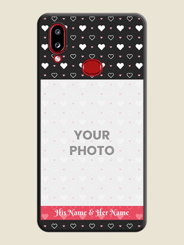 Custom White Color Love Symbols with Text Design on Photo on Space Black Soft Matte Phone Cover - Galaxy A10s - alternate view