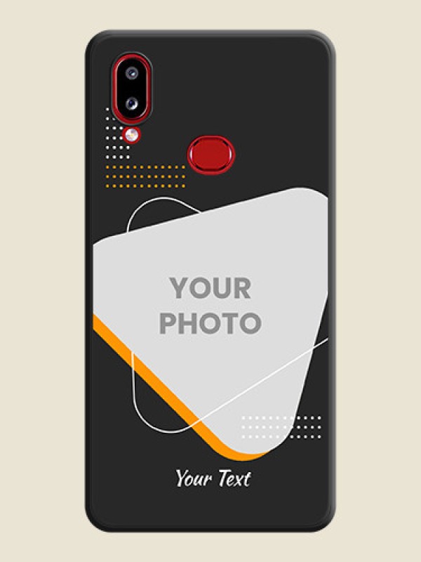 Custom Yellow Triangle on Photo on Space Black Soft Matte Phone Cover - Galaxy A10s - alternate view