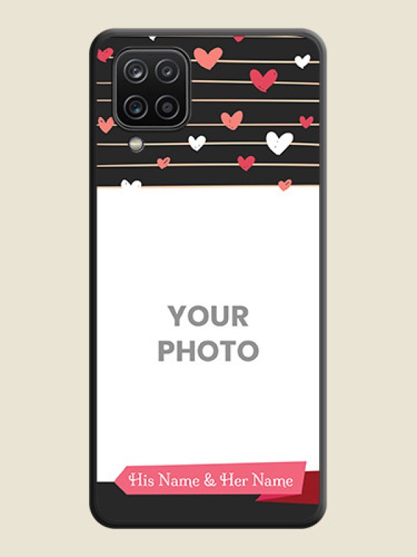 Custom Love Pattern with Name on Pink Ribbon  on Photo on Space Black Soft Matte Back Cover - Galaxy A12 - alternate view