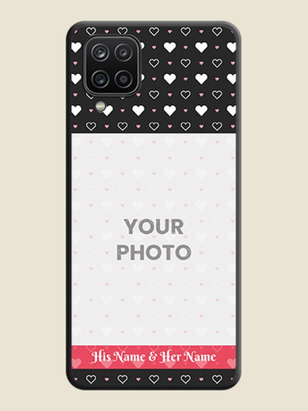 Custom White Color Love Symbols with Text Design on Photo on Space Black Soft Matte Phone Cover - Galaxy A12 - alternate view