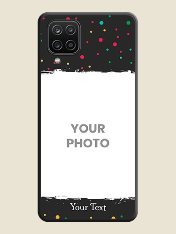 Custom Multicolor Dotted Pattern with Text on Space Black Custom Soft Matte Phone Back Cover - Galaxy A12 - alternate view
