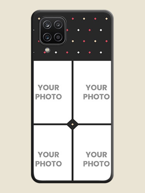 Custom Multicolor Dotted Pattern with 4 Image Holder on Space Black Custom Soft Matte Phone Cases - Galaxy A12 - alternate view