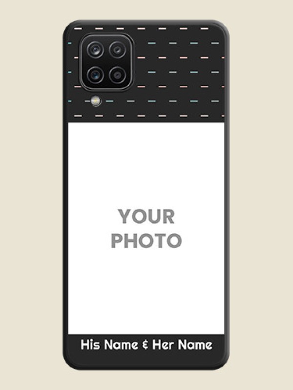 Custom Line Pattern Design with Text on Space Black Custom Soft Matte Phone Back Cover - Galaxy A12 - alternate view