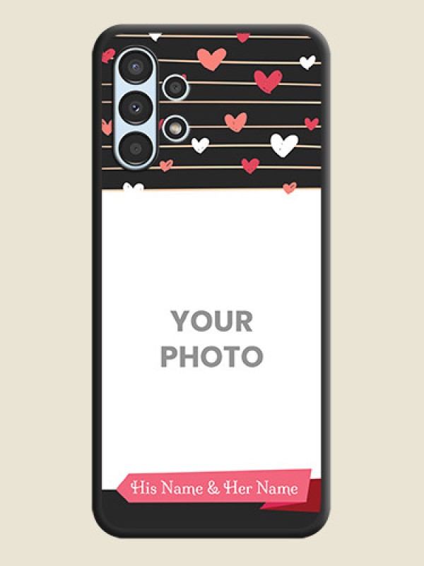 Custom Love Pattern with Name on Pink Ribbon  on Photo on Space Black Soft Matte Back Cover - Galaxy A13 - alternate view