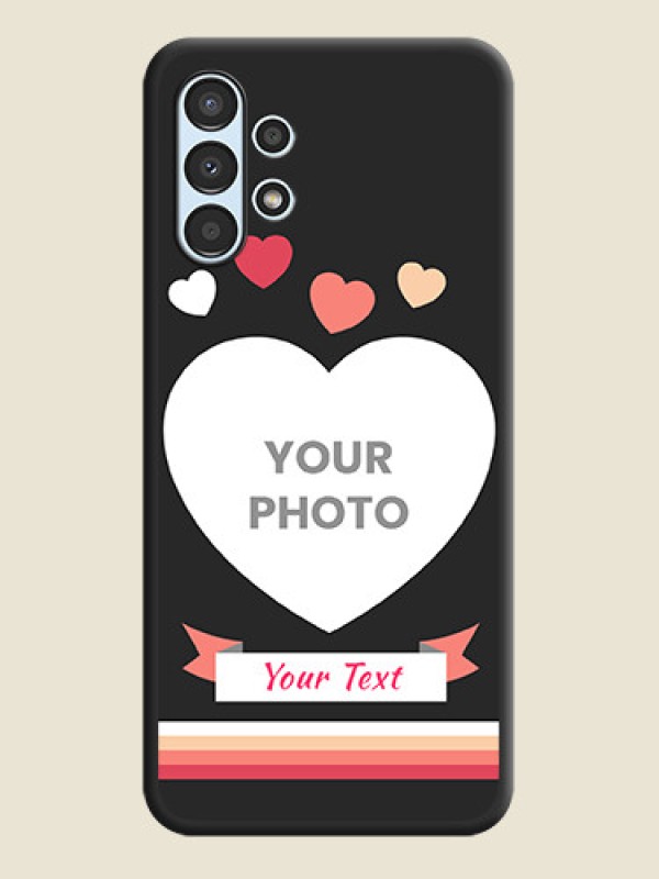 Custom Love Shaped Photo with Colorful Stripes on Personalised Space Black Soft Matte Cases - Galaxy A13 - alternate view