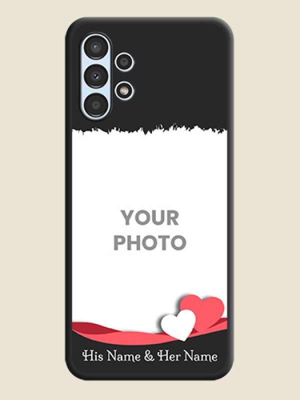 Custom Pin Color Love Shaped Ribbon Design with Text on Space Black Custom Soft Matte Phone Back Cover - Galaxy A13 - alternate view