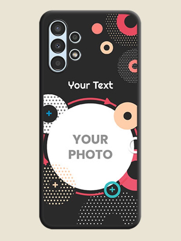Custom Multicoloured Round Image on Personalised Space Black Soft Matte Cases - Galaxy A13 - alternate view