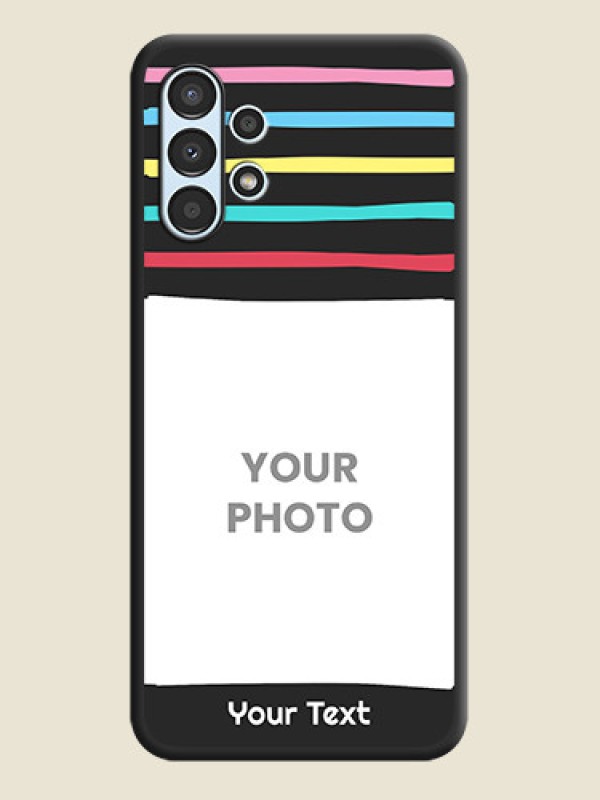 Custom Multicolor Lines with Image on Space Black Personalized Soft Matte Phone Covers - Galaxy A13 - alternate view