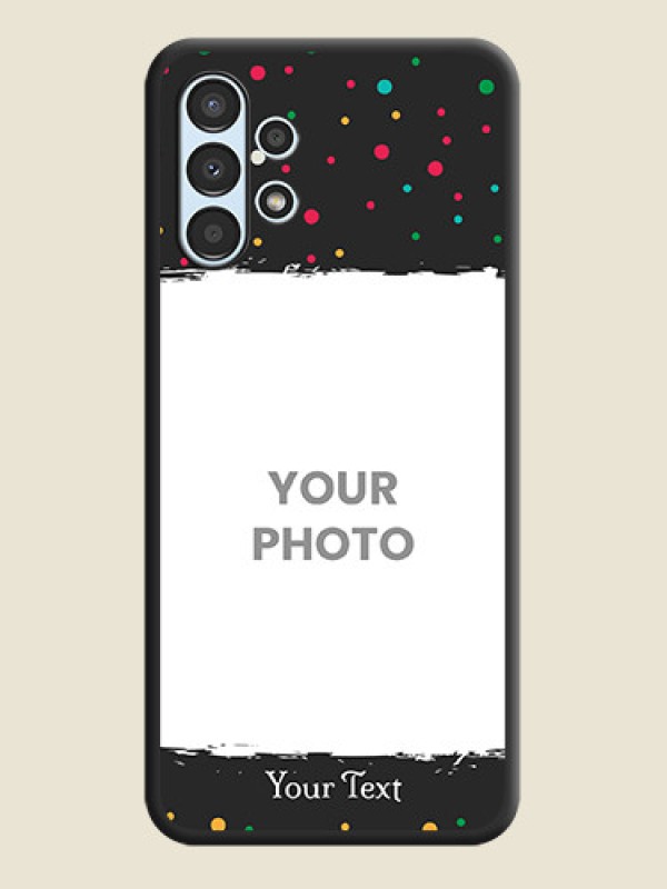 Custom Multicolor Dotted Pattern with Text on Space Black Custom Soft Matte Phone Back Cover - Galaxy A13 - alternate view