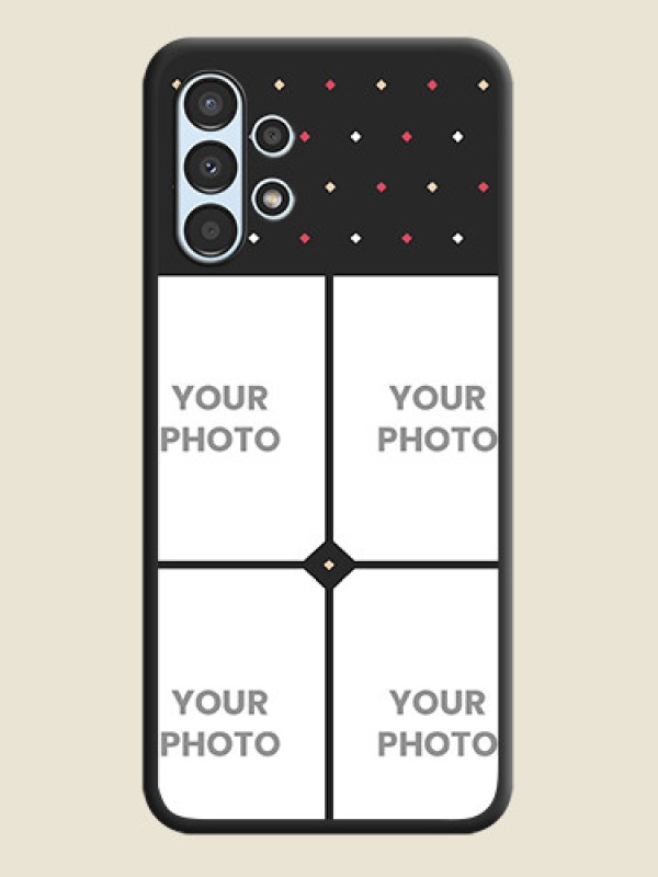 Custom Multicolor Dotted Pattern with 4 Image Holder on Space Black Custom Soft Matte Phone Cases - Galaxy A13 - alternate view