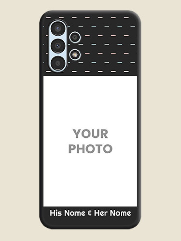 Custom Line Pattern Design with Text on Space Black Custom Soft Matte Phone Back Cover - Galaxy A13 - alternate view