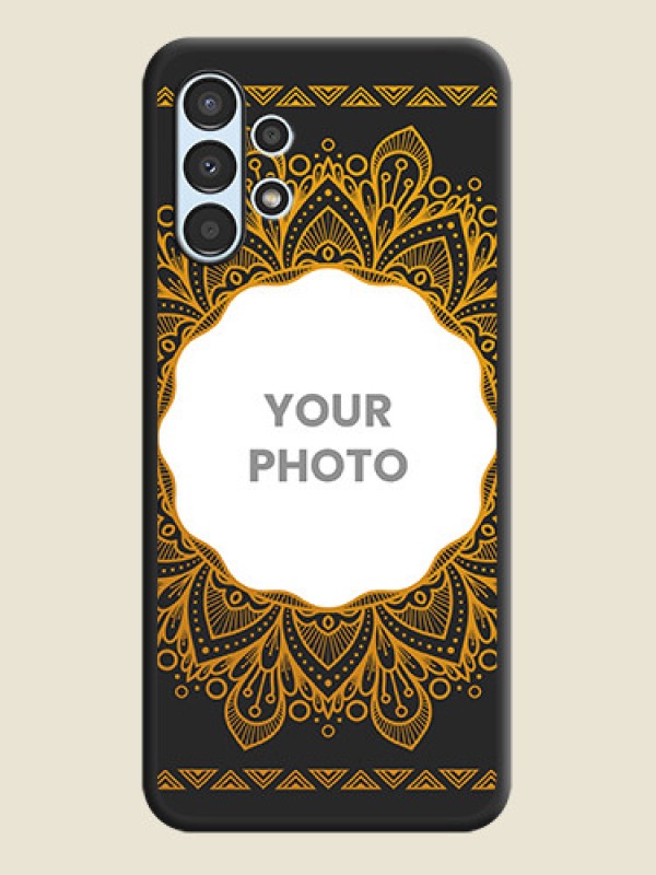 Custom Round Image with Floral Design on Photo on Space Black Soft Matte Mobile Cover - Galaxy A13 - alternate view