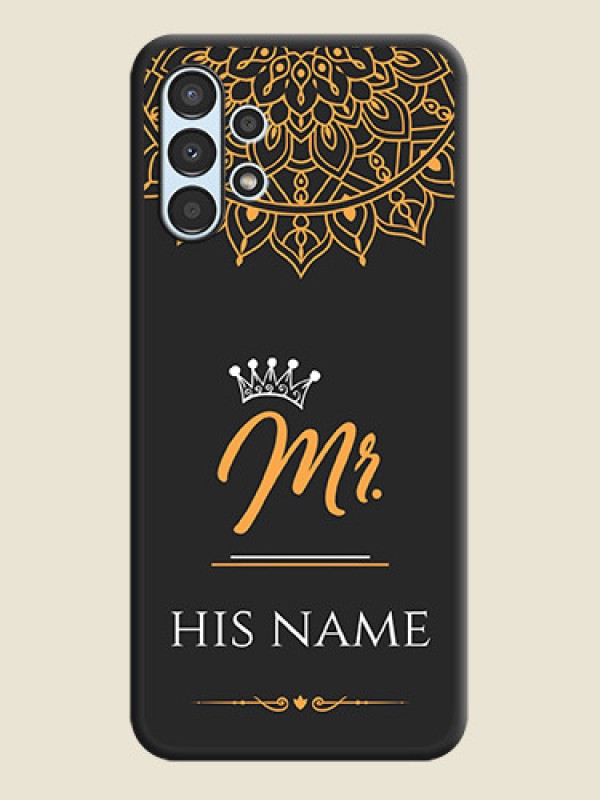 Custom Mr Name with Floral Design  on Personalised Space Black Soft Matte Cases - Galaxy A13 - alternate view