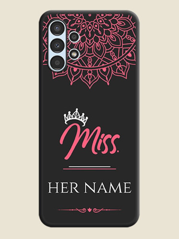 Custom Mrs Name with Floral Design on Space Black Personalized Soft Matte Phone Covers - Galaxy A13 - alternate view