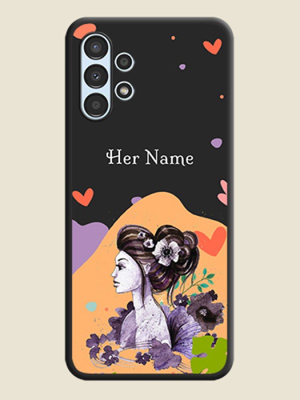 Custom Namecase For Her With Fancy Lady Image On Space Black Personalized Soft Matte Phone Covers -Samsung Galaxy A13 - alternate view