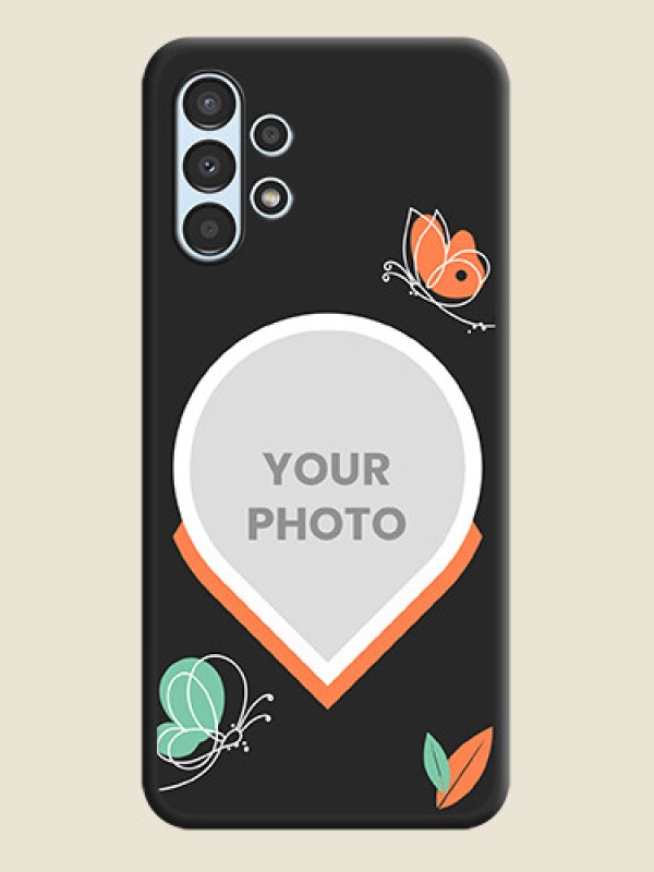 Custom Upload Pic With Simple Butterly Design On Space Black Personalized Soft Matte Phone Covers -Samsung Galaxy A13 - alternate view