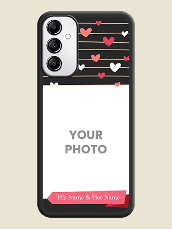 Custom Love Pattern with Name on Pink Ribbon  - Photo on Space Black Soft Matte Back Cover -Galaxy A14 4G - alternate view
