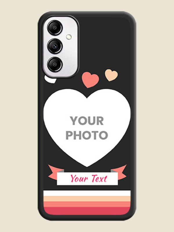 Custom Love Shaped Photo with Colorful Stripes on Personalised Space Black Soft Matte Cases -Galaxy A14 4G - alternate view