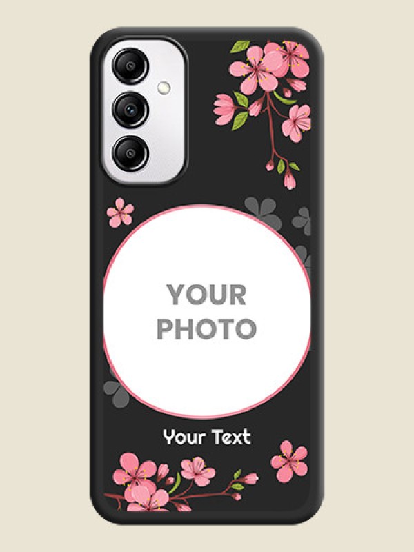 Custom Round Image with Pink Color Floral Design - Photo on Space Black Soft Matte Back Cover -Galaxy A14 4G - alternate view