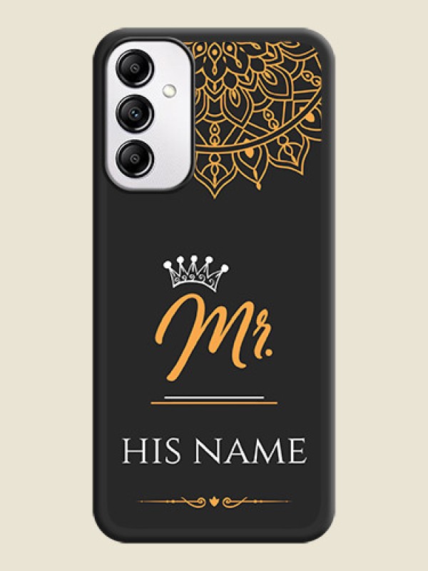 Custom Mr Name with Floral Design  on Personalised Space Black Soft Matte Cases -Galaxy A14 4G - alternate view