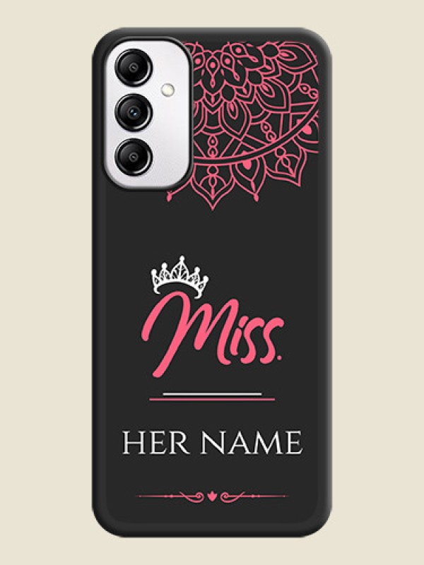 Custom Mrs Name with Floral Design on Space Black Personalized Soft Matte Phone Covers -Galaxy A14 4G - alternate view