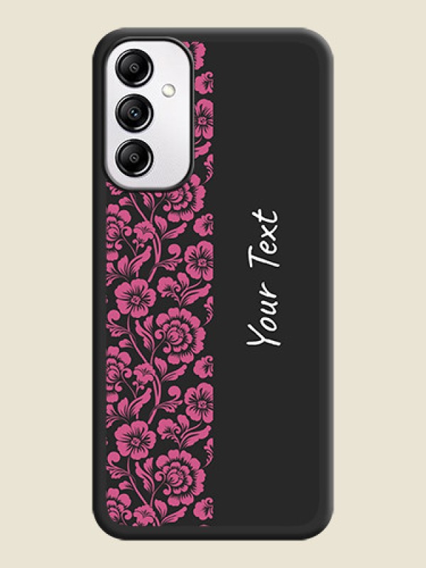Custom Pink Floral Pattern Design With Custom Text On Space Black Personalized Soft Matte Phone Covers -AppleGalaxy A14 4G - alternate view