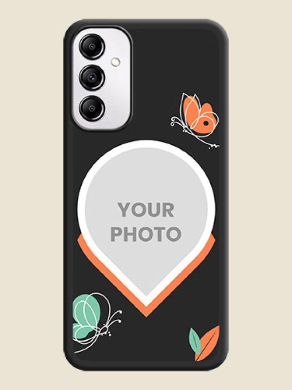 Custom Upload Pic With Simple Butterly Design On Space Black Personalized Soft Matte Phone Covers -AppleGalaxy A14 4G - alternate view