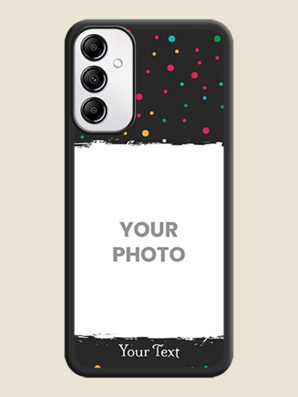 Custom Multicolor Dotted Pattern with Text on Space Black Custom Soft Matte Phone Back Cover - Samsung Galaxy A14 - alternate view