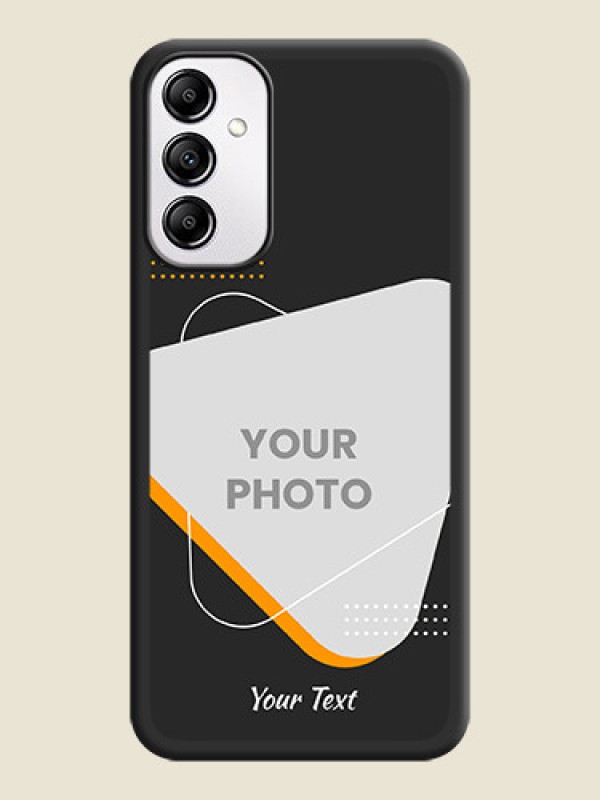 Custom Yellow Triangle on Photo on Space Black Soft Matte Phone Cover - Samsung Galaxy A14 - alternate view