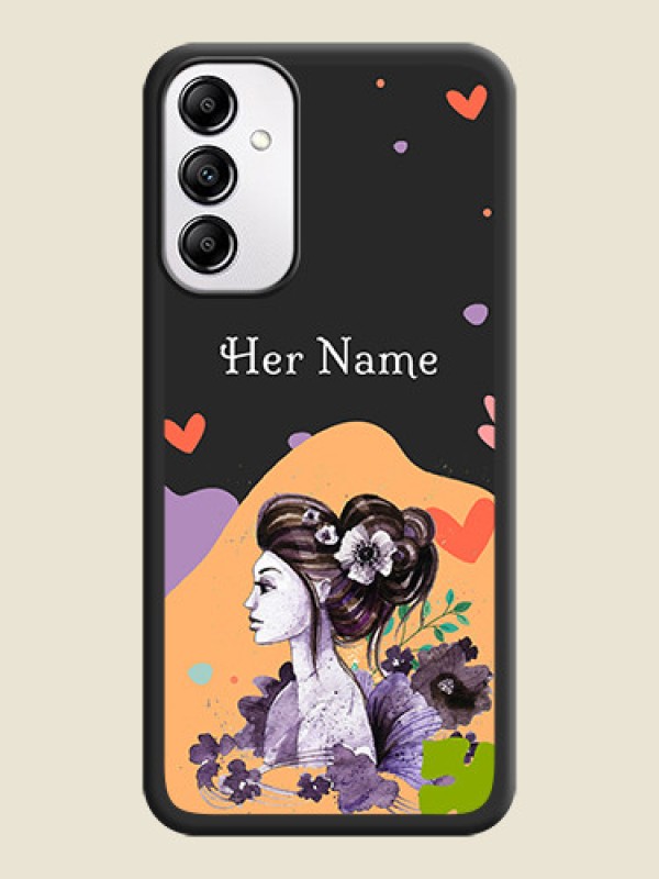 Custom Namecase For Her With Fancy Lady Image On Space Black Personalized Soft Matte Phone Covers -Samsung Galaxy A14 - alternate view