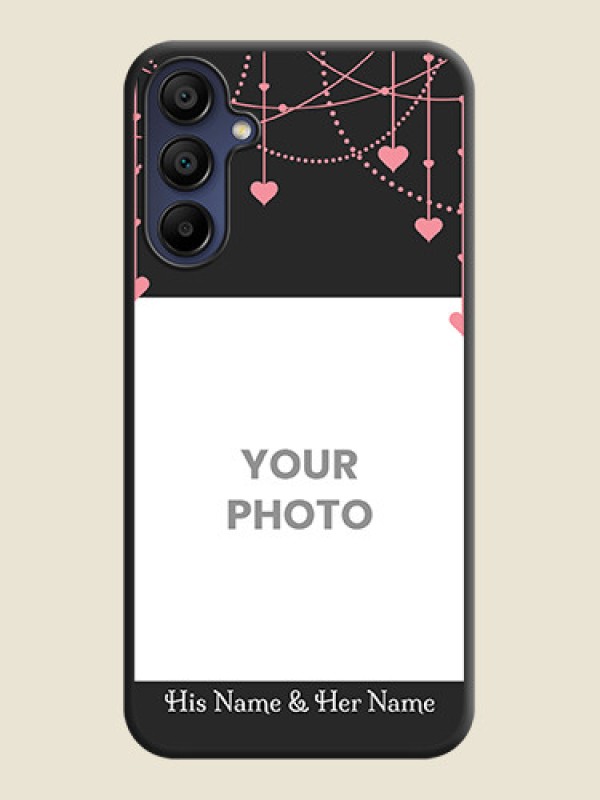 Custom Pink Love Hangings with Text on Space Black Custom Soft Matte Back Cover - Galaxy A15 5G - alternate view