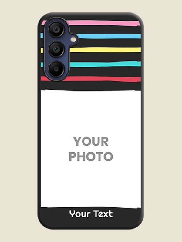 Custom Multicolor Lines with Image on Space Black Personalized Soft Matte Phone Covers - Galaxy A15 5G - alternate view