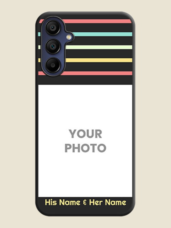 Custom Color Stripes with Photo and Text - Photo on Space Black Soft Matte Mobile Case - Galaxy A15 5G - alternate view