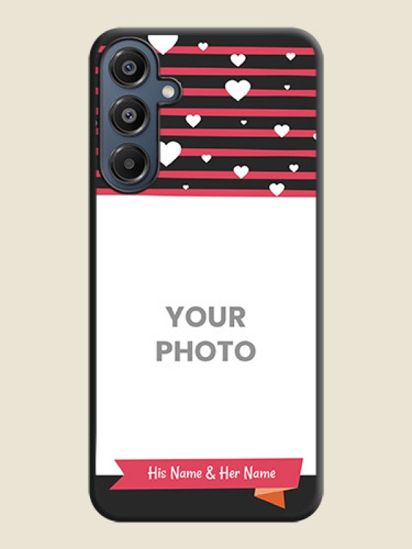 Custom White Color Love Symbols with Pink Lines Pattern On Space Black Custom Soft Matte Mobile Back Cover - Galaxy A16 5G - alternate view