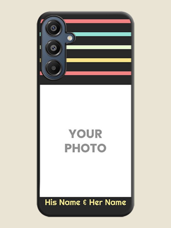 Custom Color Stripes with Photo and Text on Photo On Space Black Custom Soft Matte Mobile Back Cover - Galaxy A16 5G - alternate view