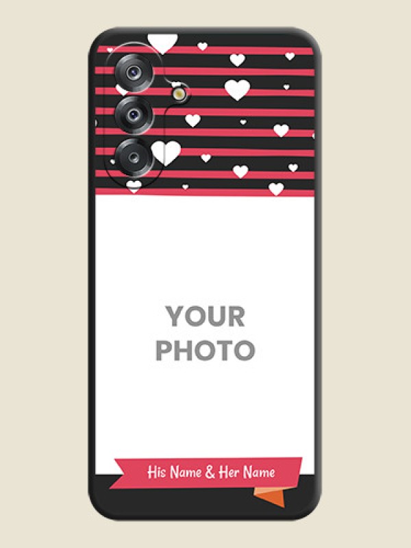 Custom White Color Love Symbols with Pink Lines Pattern On Space Black Custom Soft Matte Mobile Back Cover - Samsung Galaxy A17 5G - alternate view