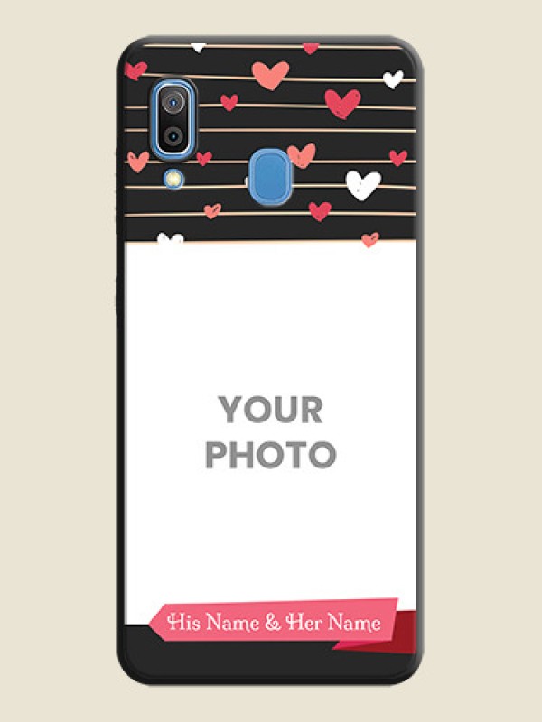 Custom Love Pattern with Name on Pink Ribbon  - Photo on Space Black Soft Matte Back Cover - Galaxy A20 - alternate view